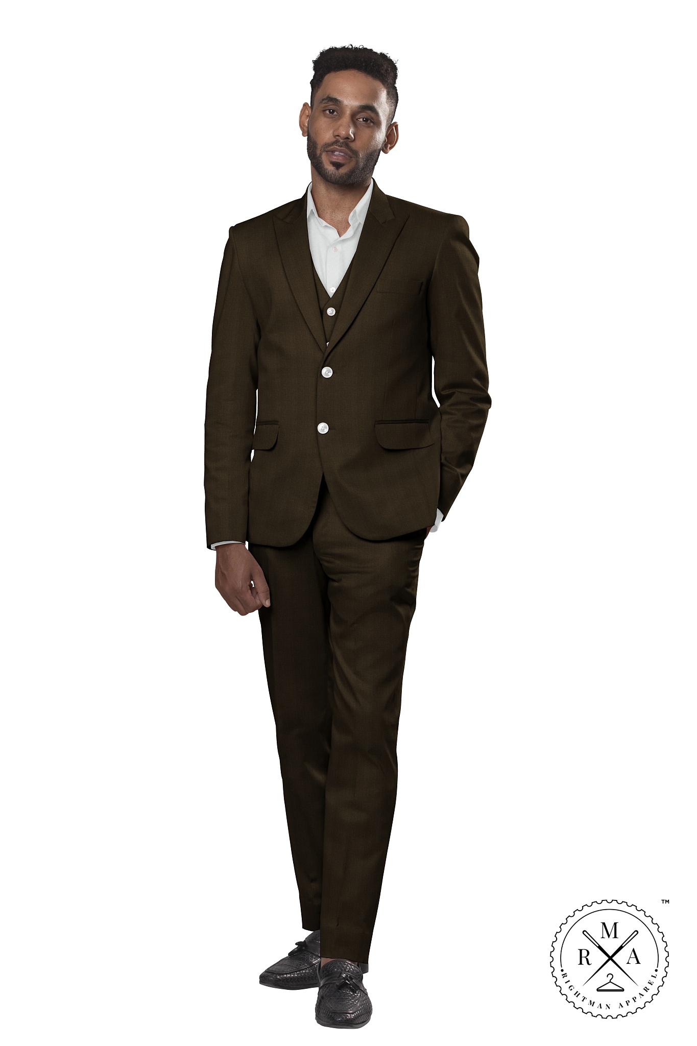 Firm Dark Brown Three Piece Suit SU220